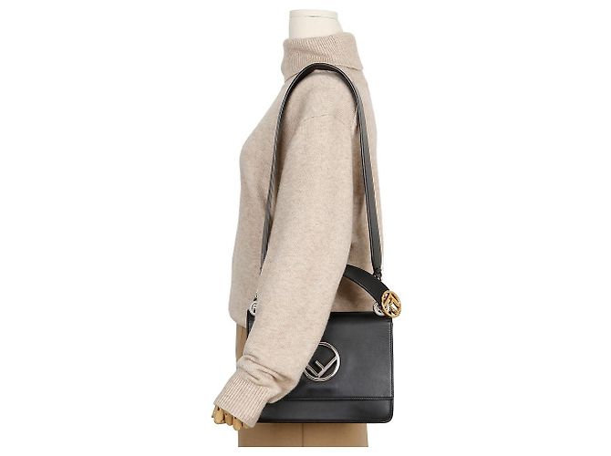 Fendi Borsa a spalla tote Kani in pelle nera - vista 13