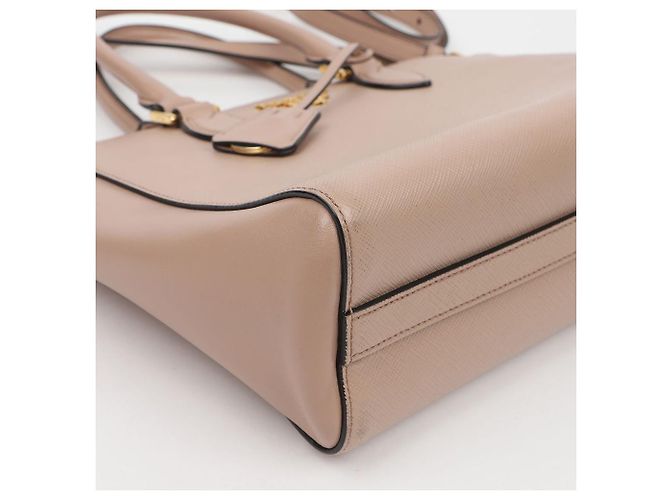 Tote Prada Shopper Schultertasche mit Metall-Logo Rosa - Ansicht 12