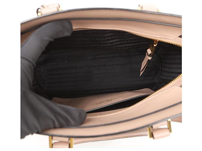 Tote Prada Shopper Schultertasche mit Metall-Logo Rosa - Ansicht 15
