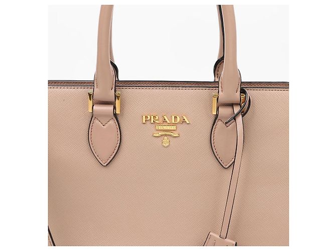 Tote Prada Shopper Schultertasche mit Metall-Logo Rosa - Ansicht 2