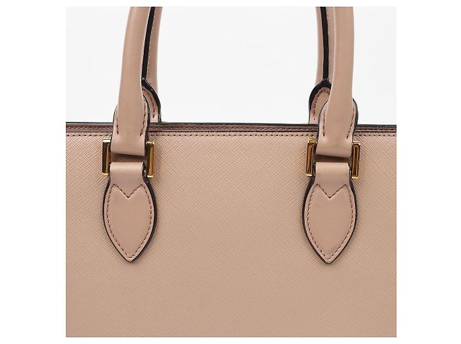 Tote Prada Shopper Schultertasche mit Metall-Logo Rosa - Ansicht 5