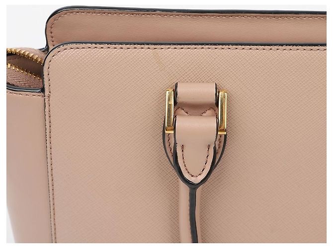 Tote Prada Shopper Schultertasche mit Metall-Logo Rosa - Ansicht 6