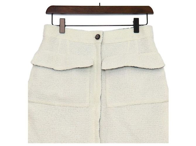Chanel Minifalda de tweed blanco écru - vista 2
