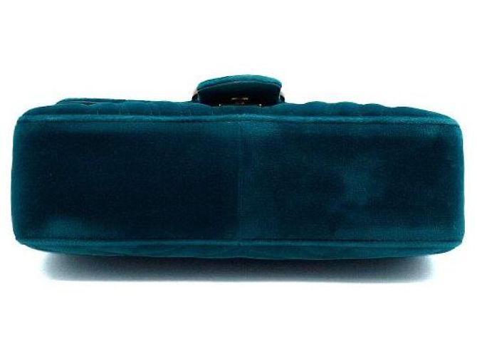 Gucci Borsa a tracolla in velluto matelassé con catena dorata - vista 8