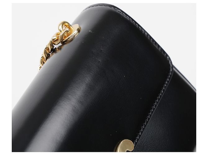 Céline Borsa a spalla Claude Chain da donna in pelle di vitello nera - vista 13