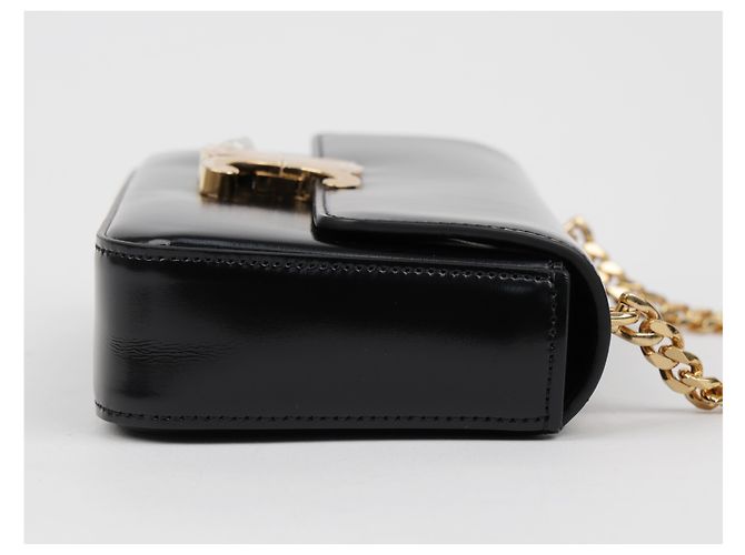 Céline Borsa a spalla Claude Chain da donna in pelle di vitello nera - vista 5