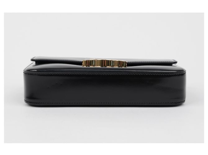 Céline Borsa a spalla Claude Chain da donna in pelle di vitello nera - vista 7