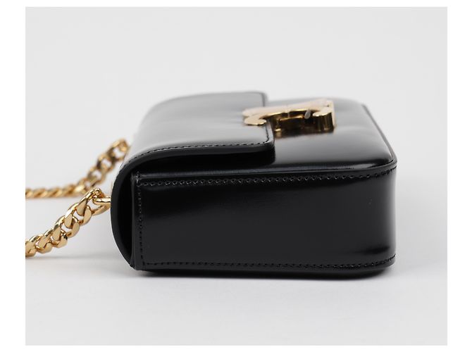 Céline Borsa a spalla Claude Chain da donna in pelle di vitello nera - vista 9