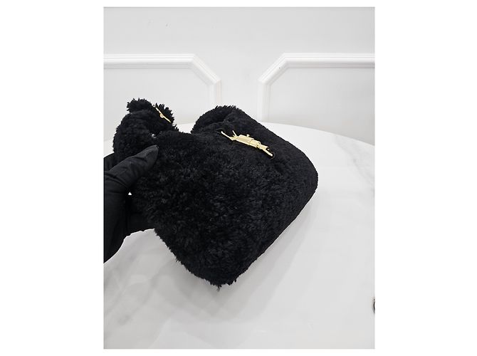 Gucci Borsa a spalla Jackie Small in shearling Nero - vista 4