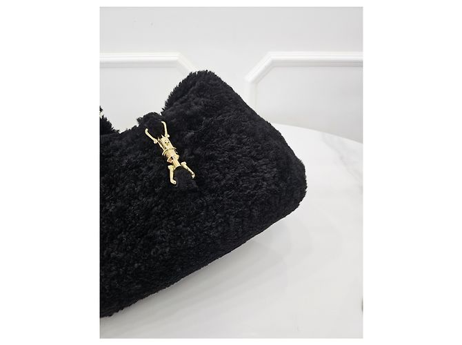 Gucci Borsa a spalla Jackie Small in shearling Nero - vista 5