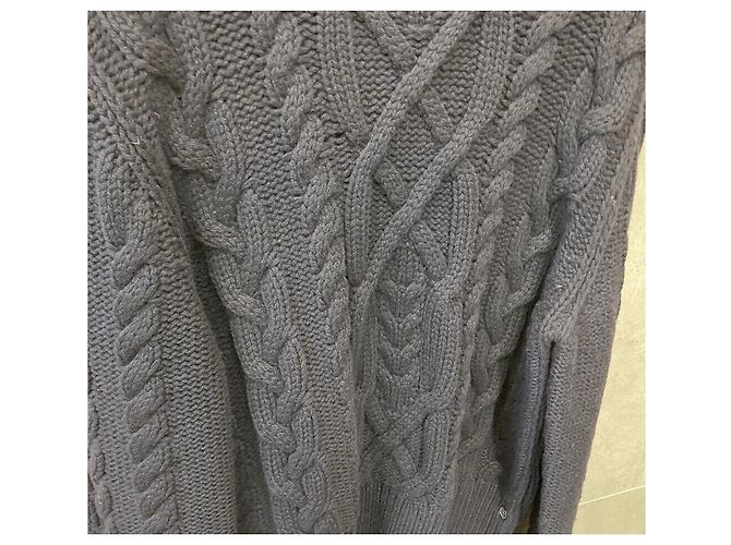 Thom Browne Wollstrickpullover mit Zopfmuster Navy - Ansicht 5