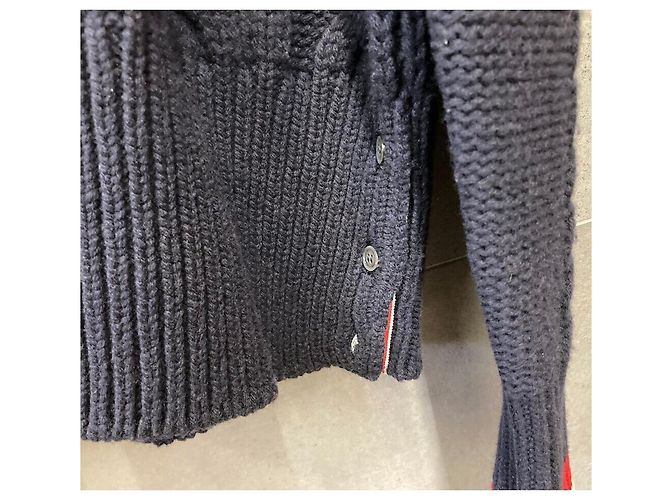 Thom Browne Wollstrickpullover mit Zopfmuster Navy - Ansicht 7