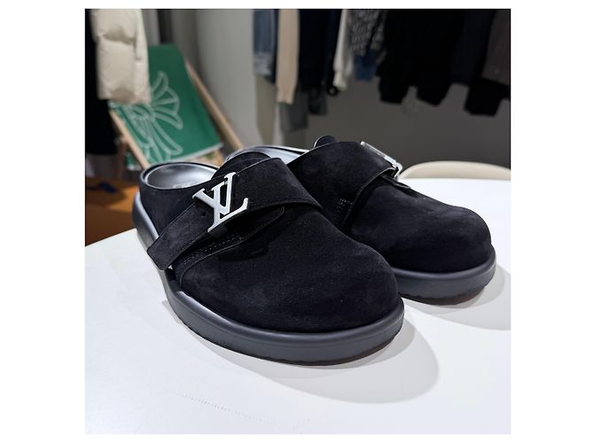 Louis Vuitton Suede Mules Silver-tone Black (Size - view 3