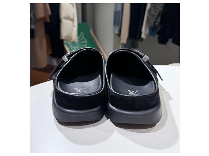 Louis Vuitton Suede Mules Silver-tone Black (Size - view 4