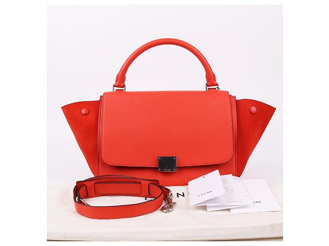 Trapèze Céline Borsa Trapeze Small Orange Top Handle - vista 12