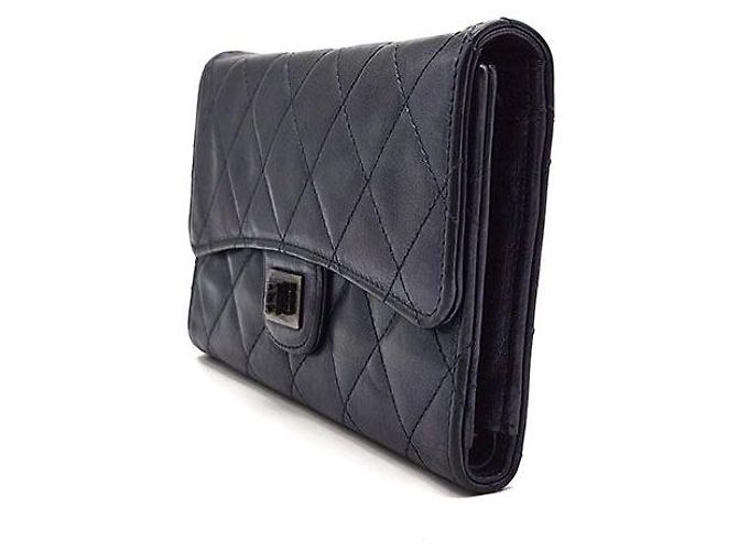 Chanel 2.55 Langer Geldbeutel Blau Leder - Ansicht 2