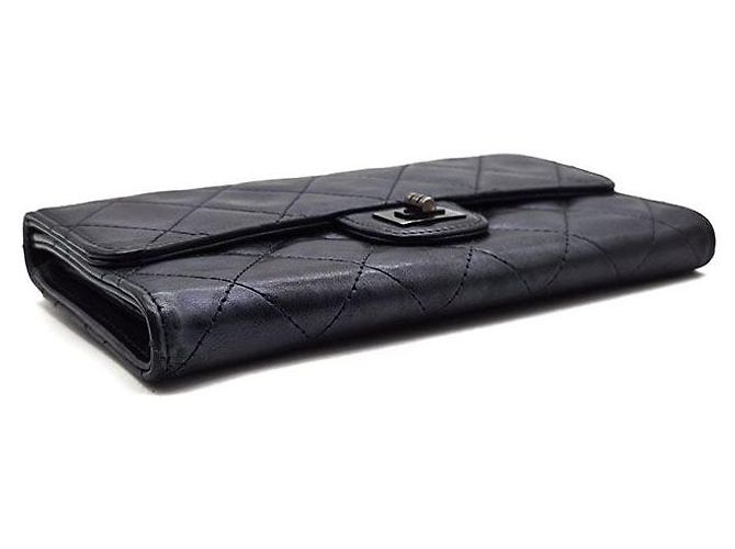 Chanel 2.55 Langer Geldbeutel Blau Leder - Ansicht 5