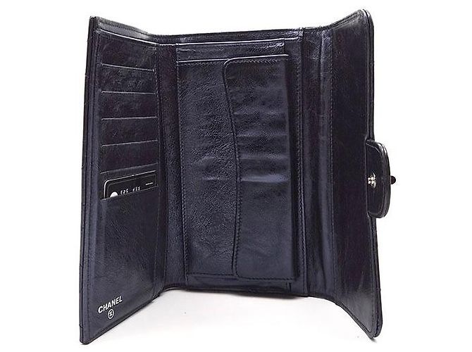 Chanel 2.55 Langer Geldbeutel Blau Leder - Ansicht 6