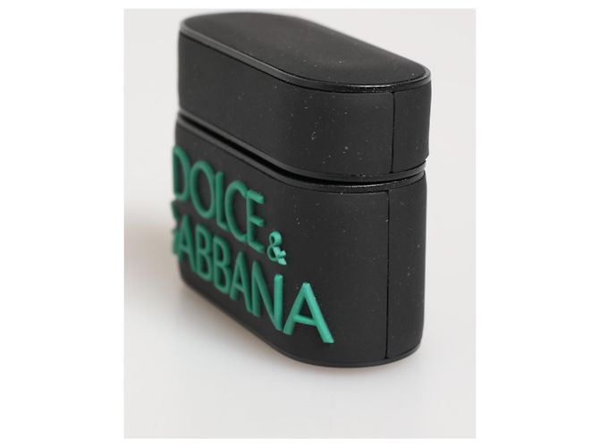 Dolce & Gabbana Custodia per Airpods con logo embossed in gomma Black Mint - vista 2