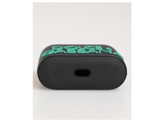 Dolce & Gabbana Custodia per Airpods con logo embossed in gomma Black Mint - vista 4