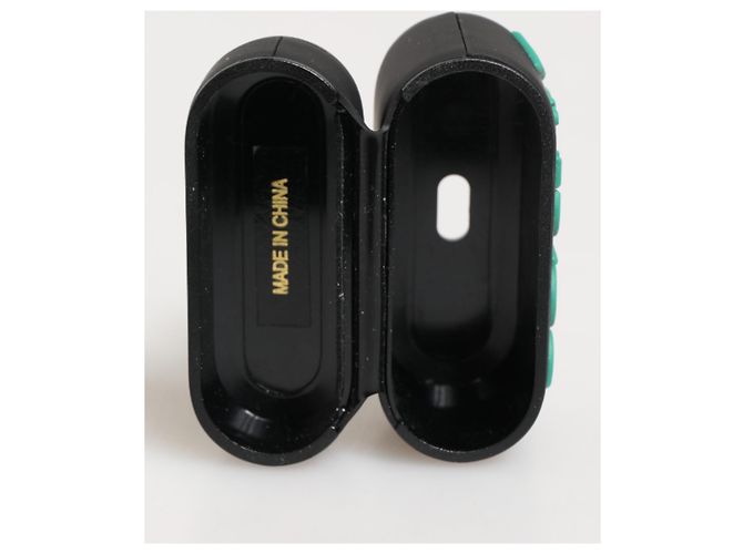 Dolce & Gabbana Custodia per Airpods con logo embossed in gomma Black Mint - vista 5