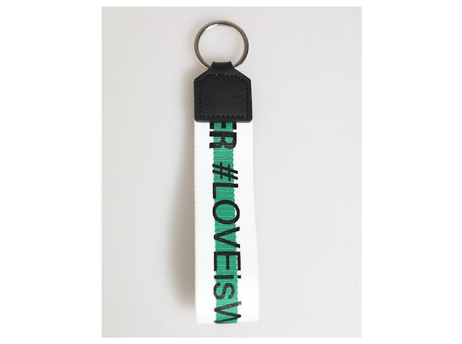 Dolce & Gabbana Green Logo Polyester Silver Brass Holder Keychain Keyring - view 4