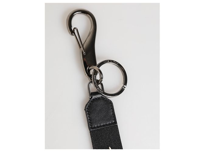 Dolce & Gabbana Black White Polyester DG Logo Silver Men Keychain Keyring - view 3