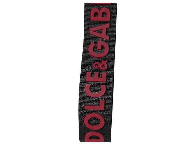 Dolce & Gabbana Black Red DG Logo Polyester Silver Men Keychain Keyring - view 4