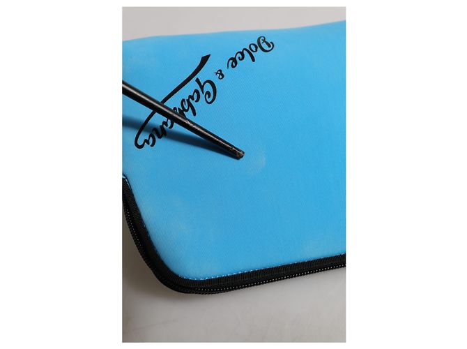 Dolce & Gabbana Pouch con zip in nylon blu con stampa logo DG - vista 4