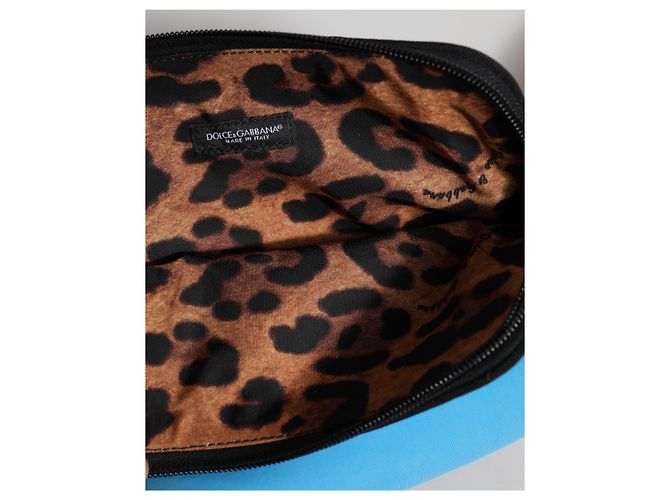 Dolce & Gabbana Pouch con zip in nylon blu con stampa logo DG - vista 6