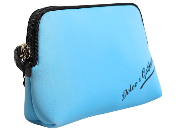 Dolce & Gabbana Pouch zip in nylon blu con logo DG - vista 2