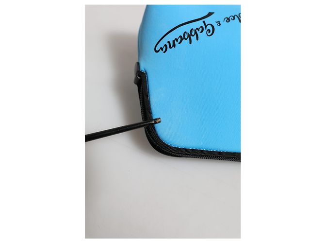 Dolce & Gabbana Pouch zip in nylon blu con logo DG - vista 4