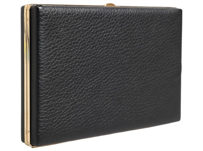 Dolce & Gabbana Clutch da sera in pelle nera con cornice dorata - vista 2
