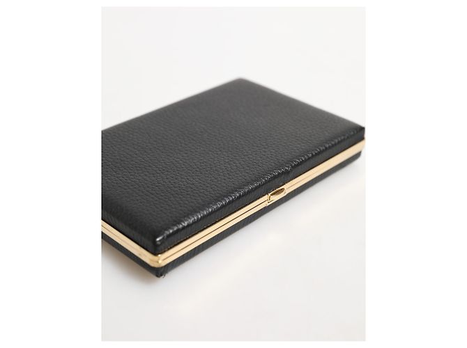 Dolce & Gabbana Clutch da sera in pelle nera con cornice dorata - vista 4