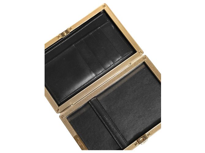 Dolce & Gabbana Clutch da sera in pelle nera con cornice dorata - vista 5