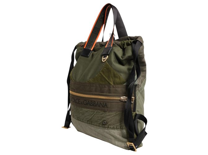 Dolce & Gabbana Sac à dos rucksack patchwork vert militaire - vue 3