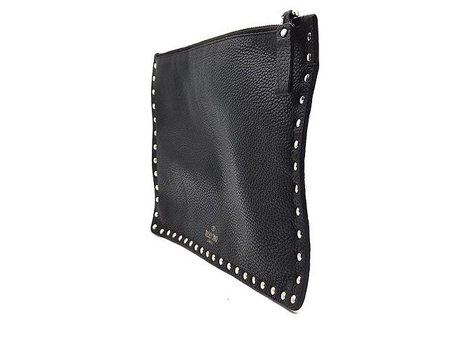 Clutch Rockstud Valentino in pelle nera - vista 2