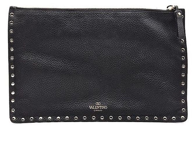 Clutch Rockstud Valentino in pelle nera - vista 3