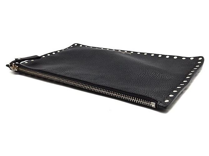 Clutch Rockstud Valentino in pelle nera - vista 4