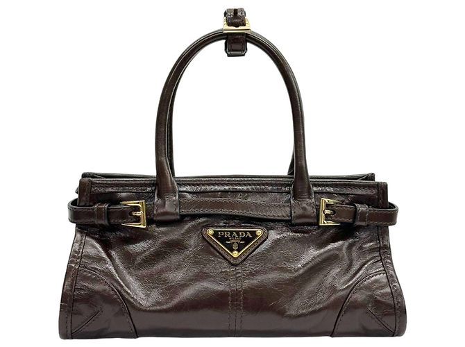 Prada Mini Tote Bag aus braunem Leder - Ansicht 2