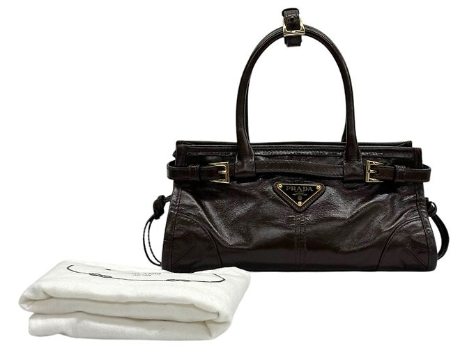 Prada Mini Tote Bag aus braunem Leder - Ansicht 4