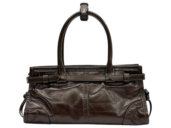 Prada Mini Tote Bag aus braunem Leder - Ansicht 9