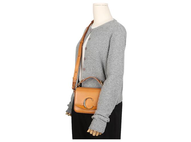 Chloé Mini Tote Camel Shoulder Bag - vista 13