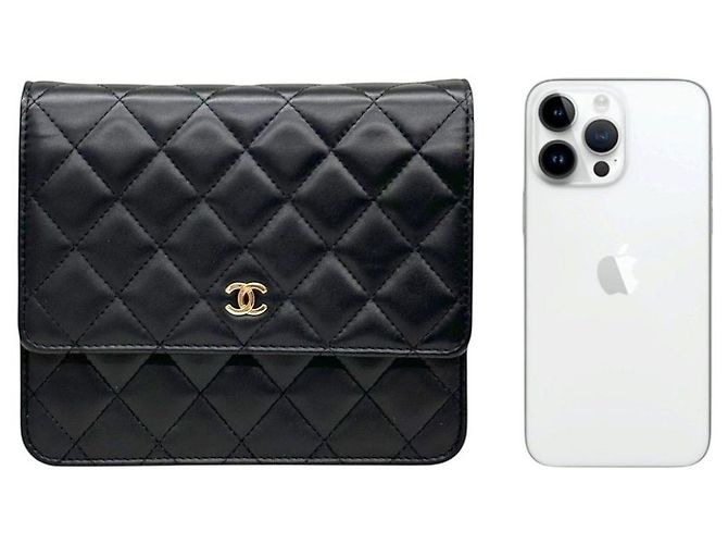 Chanel Classic WOC Square Lambskin Black Gold Series - vista 3