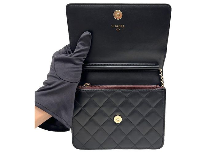 Chanel Classic WOC Square Lambskin Black Gold Series - vista 6