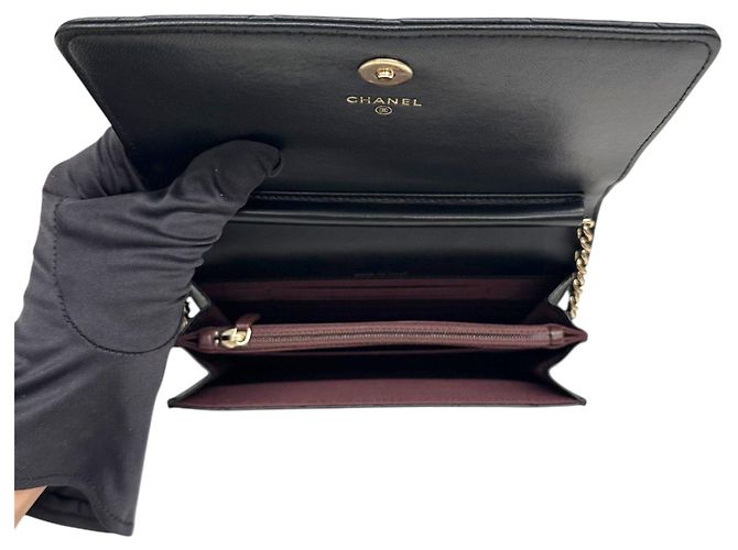 Chanel Classic WOC Square Lambskin Black Gold Series - vista 7