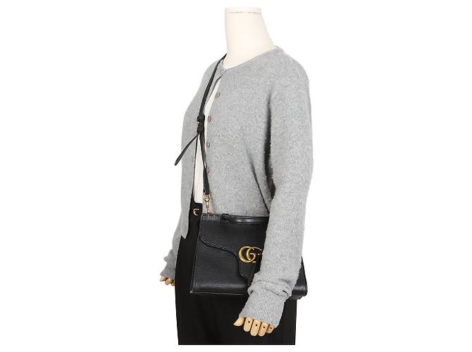 Gucci Borsa a spalla Mini Tote GG Marmont Nera - vista 13