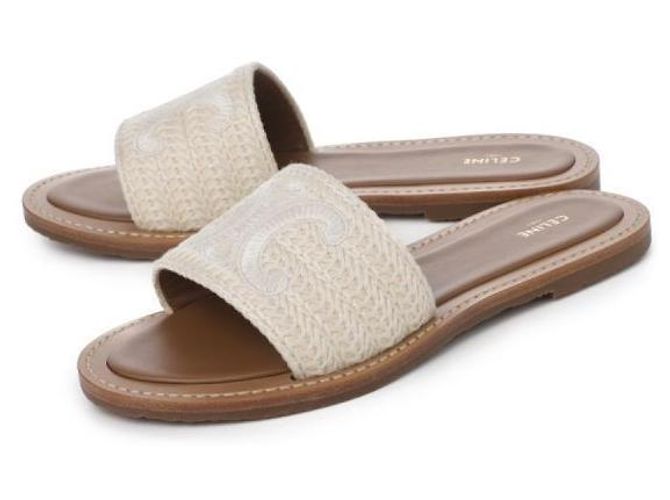 Céline Mules aus bestickter Baumwollcanvas - Ansicht 2