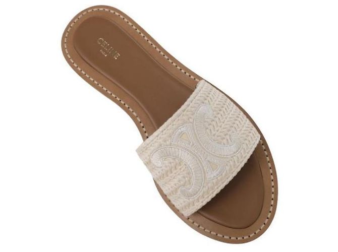 Céline Mules aus bestickter Baumwollcanvas - Ansicht 9