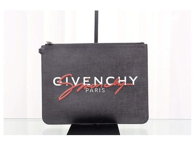 Givenchy Clutch Pochette con Logo Ricamato Nero - vista 2